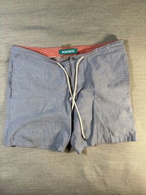 Bonobos Chambray Blue Swim Trunks with White Drawstring 32